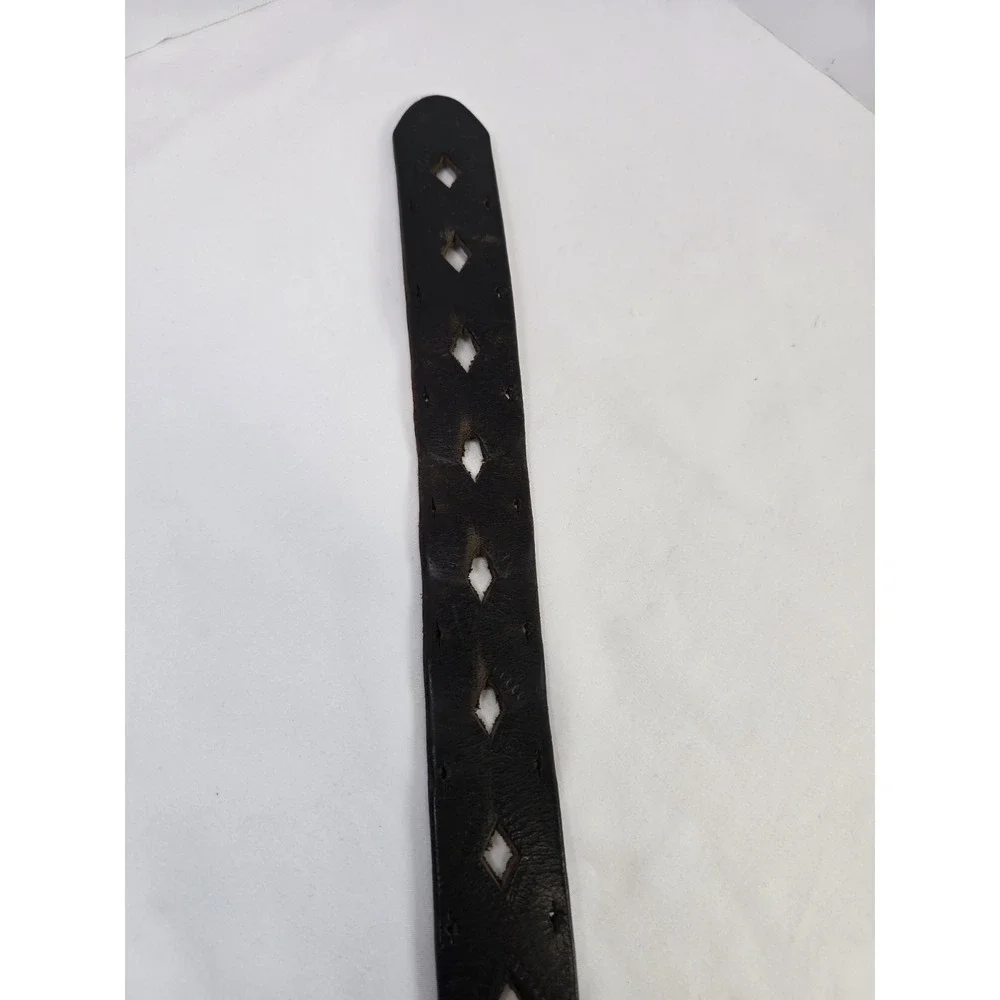 Vintage 90s Dockers Genuine Leather Black Belt XL 1602 Diamond Cutout Western